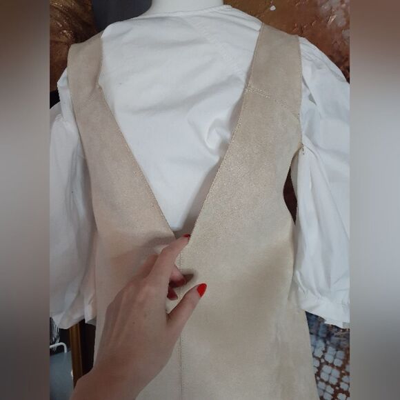 Nwt Zara Faux Suede Pinafore Style Mini Dress - Picture 2 of 14